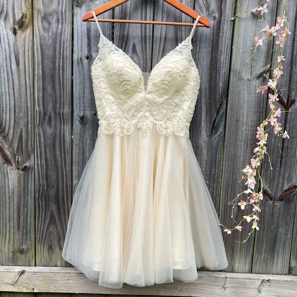 Dress Sparkly Tulle Short For Teens color cream size 6 - Picture 3 of 11